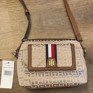 Tommy Hilfiger Beige and Brown Crossbody Bag